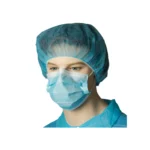 3-Ply-Medical-Masks-Blue maniquein on a white background