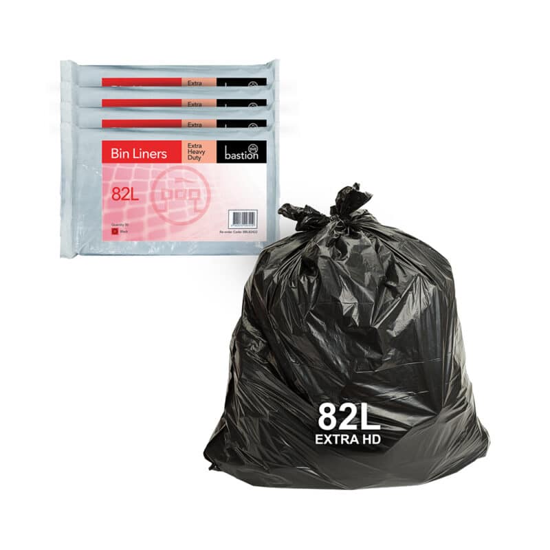 82 Litre Extra Heavy Duty Bin Liners Black 9 4 BBL82422 Carton2