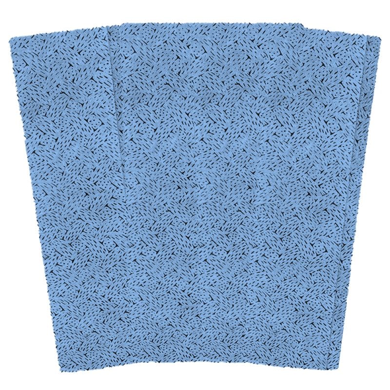A stack of blue wipes on a plain white background.
