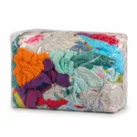 Colourful bundle of towel rags against a white backdrop
