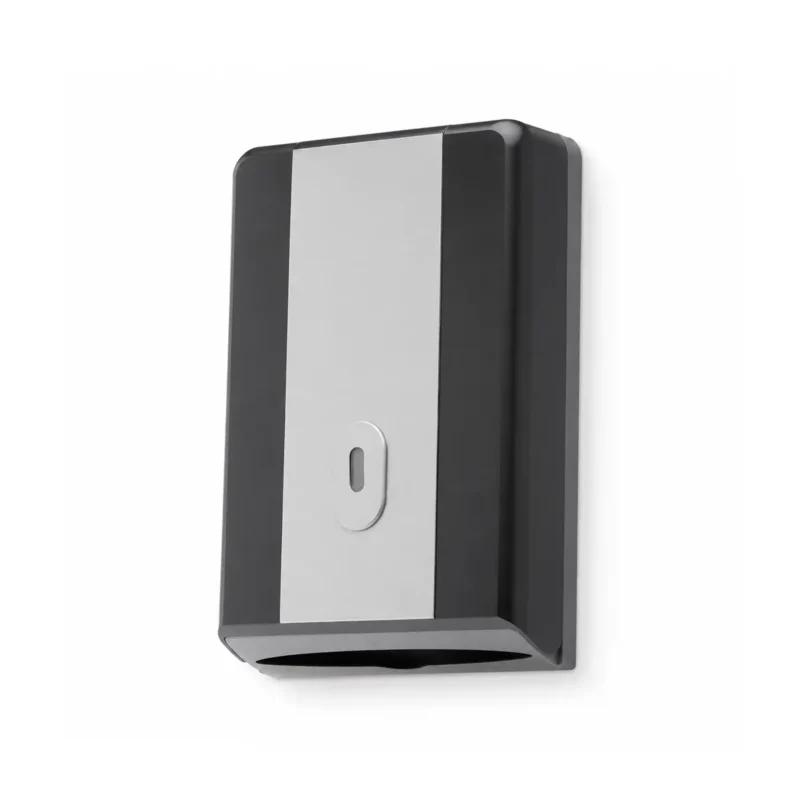 Black and grey compact hand towel dispenser
