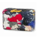 Bundle of multi coloured fleecy rags with a free shipping banner