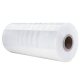 A large clear plastic roll of TIDDOX 23 µm Hand Stretch Wrap on a white background