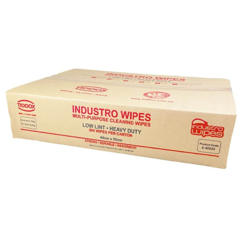 Carton box with prominent red lettering on a white backghround
