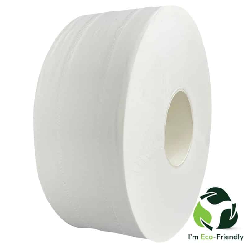 A roll of white toilet paper on a white background.