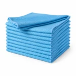 Lint Free Blue microfiber cloth with a slightly tilted top, presented against a pristine white background.