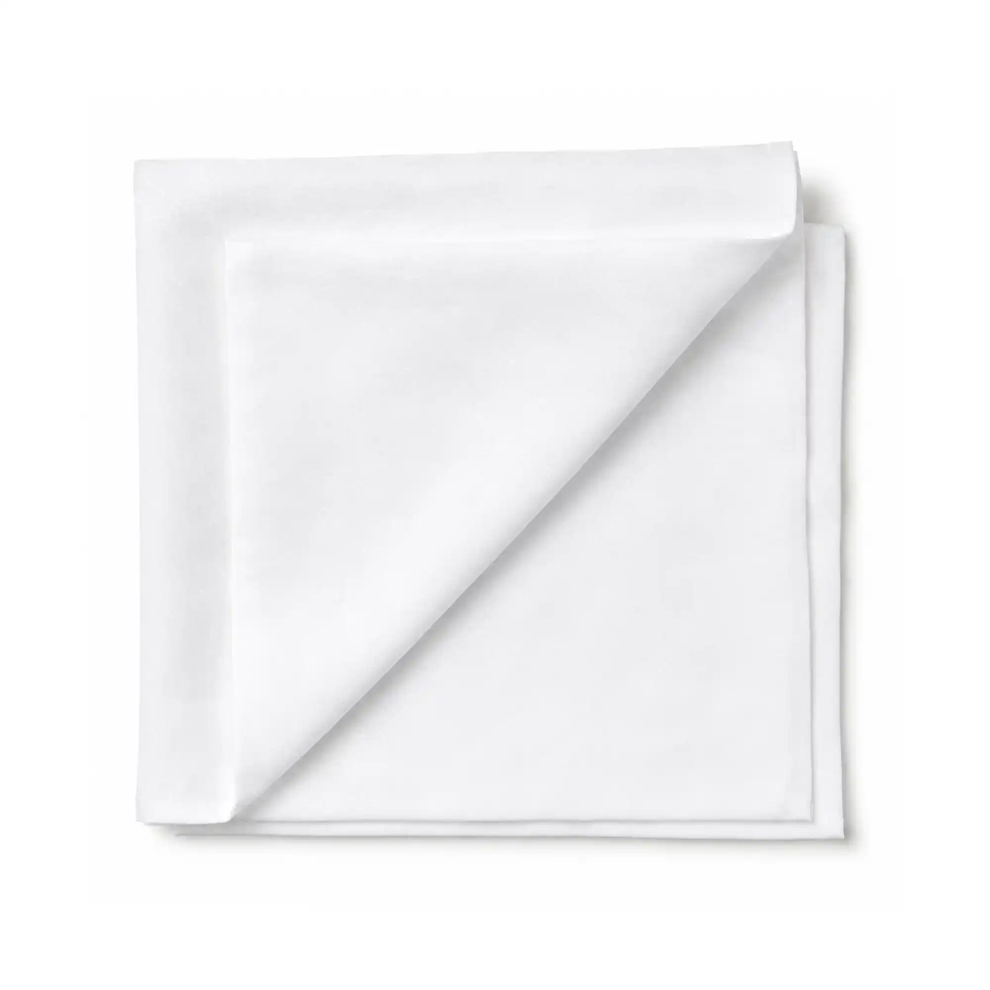 LintNIL-Wipes Top view of white LintNIL low lint patient wipes stacked with the top wipe folded over to the left