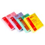 Four colorful Super Absorbent Viscose Cloths: blue, green, yellow, and red, arranged neatly in a set.