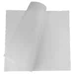 A close up of a white polypropylene wipe folded over with a white background