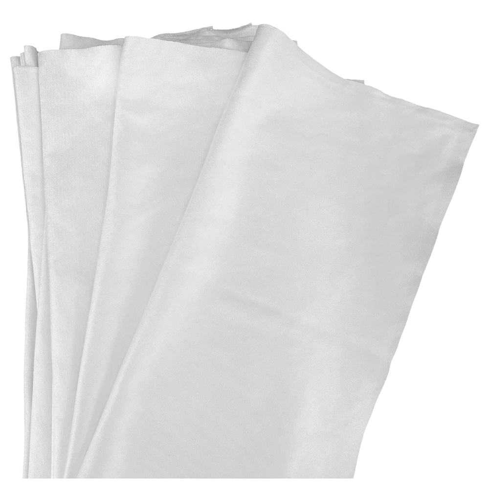Four white sheets of microfiber wipes neatly arranged on a white backdrop.