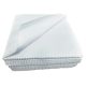 Stack of white Lens cloths with the top cloth curved to the top left corner