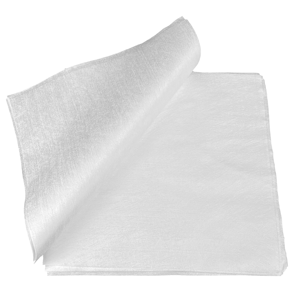 top view of a white polishing cloth, with the top wipe folded open