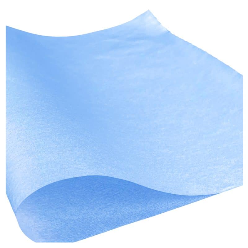 A single blue sheet of Polyester Cellulose wipe on a white background