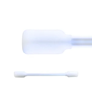 Two images of a double headed foam cleaning swabs. One close up and the other showing the entire swab on a white background.