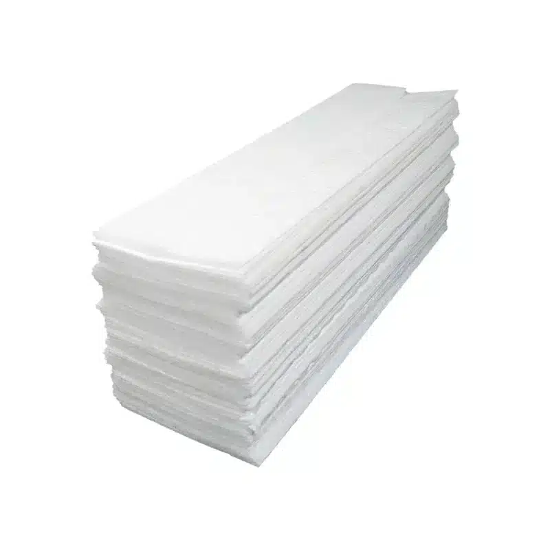 stack of oil absorbing sheets on a a white background