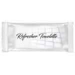 A white and off grey Bastion refresher wipes with black writing on a white background, reflecting light.