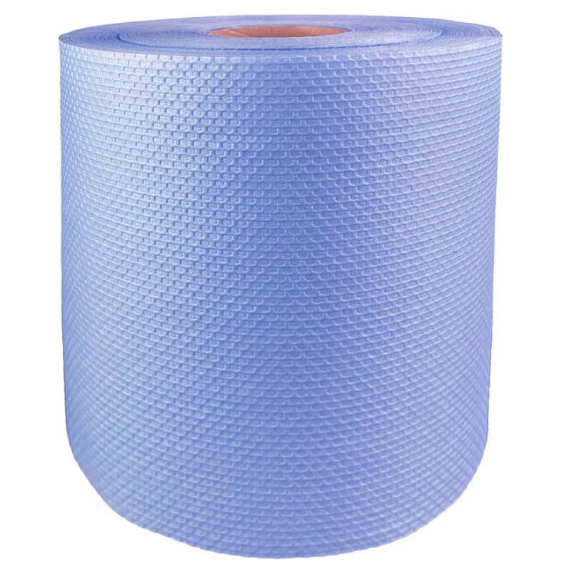 Blue Jumbo Paper Towel Roll on a white background