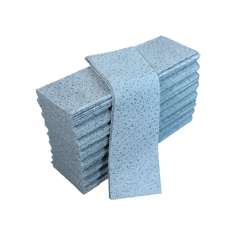 stack of blue surface preparation wipes on a white background