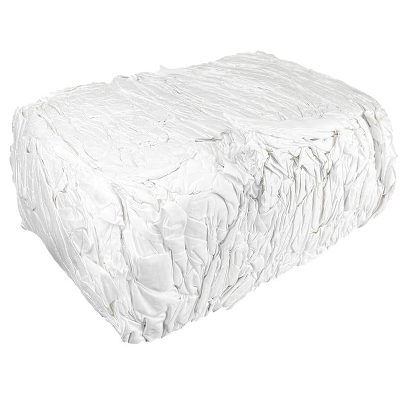 Bag of White Sheeting Rags on a white background.