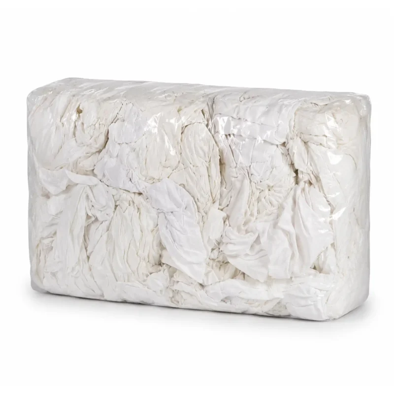 White bundle of white t-shirt rags with a white setting
