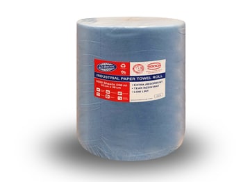 A jumbo blue roll of wipes 
