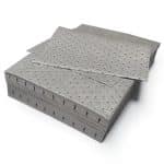A stack of gray Hazpads, neatly organized with small perforations throughout.