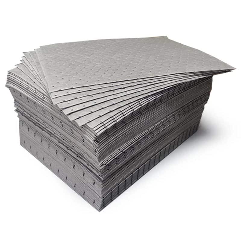 A pile of gray Hazpads with perforations on the upper side.
