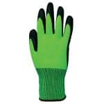 Green high visibility cut glove back