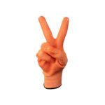 TIDDOX-High-Viz-Cut-5-Gloves on a white background holding the peace sign