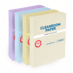 A group of TIDDOX cleanroom paper in four colours with a white background