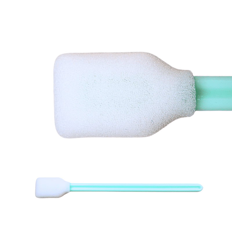 Image of 2 foam swabs. On image zoomed in and the other showing the whole foam swab on a white background