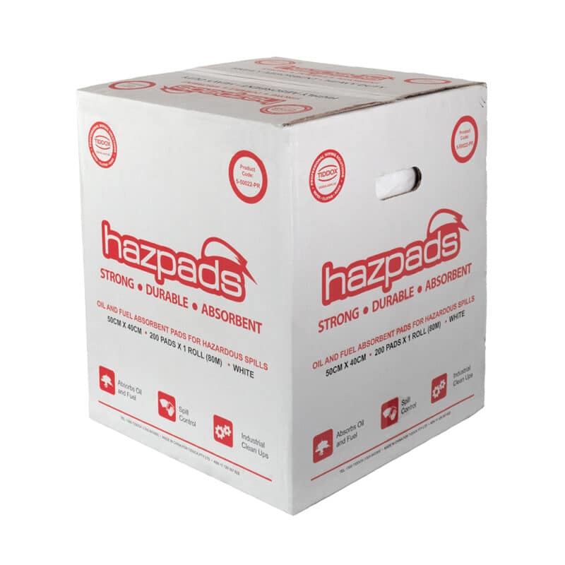 carton of absorbent pads rolls on a white back ground