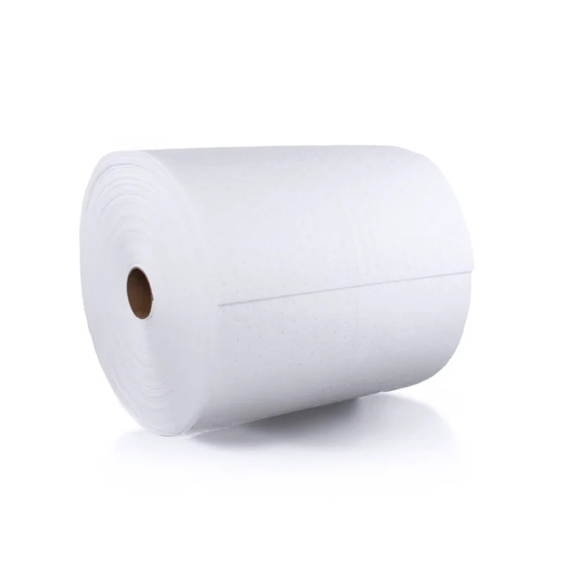 Fuel absorbent pads on a roll for absorbing fuel and oil spills