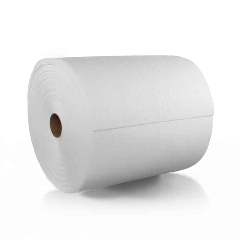 Fuel absorbent pads on a roll for absorbing fuel and oil spills