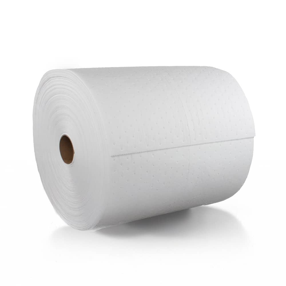 Fuel absorbent pads on a roll for absorbing fuel and oil spills
