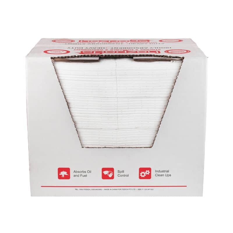 Opened box of absorbent pads on a clean white background