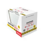 Opened box of oil & fuel absorbent pads on a clean white background