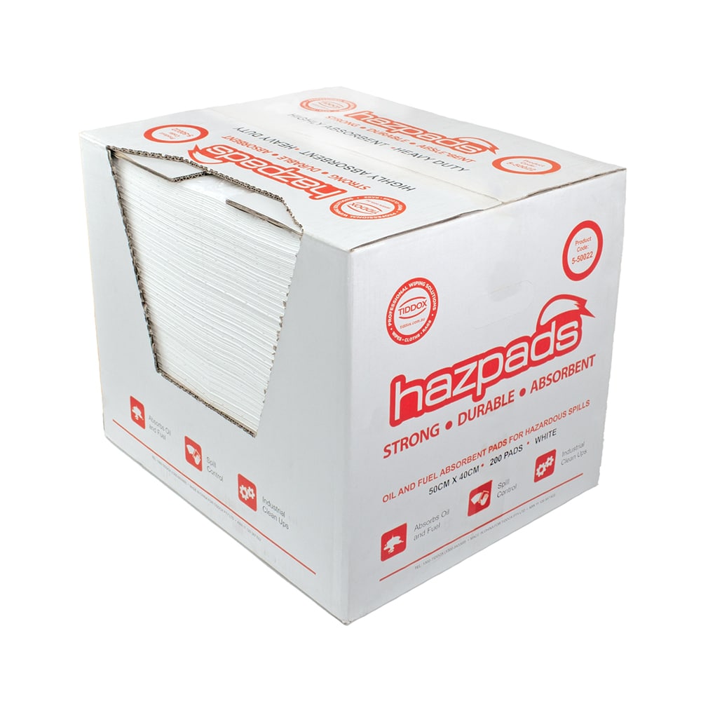 Opened box of absorbent pads on a clean white background