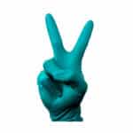 Nitrile ExtraTough Green Gloves on white background