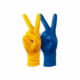 two diamong lung cuff nitrile gloves on a white background. One yellow and the other blue