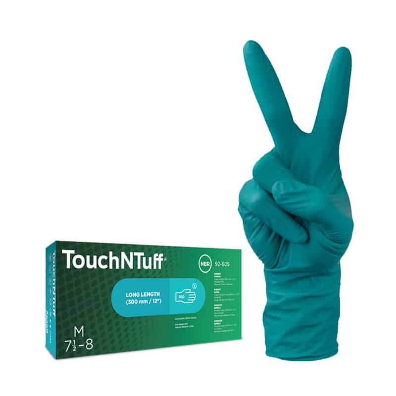 TIDDOX Ansell TouchNTuff Long-Cuff 92-605 Nitrile Gloves Green
