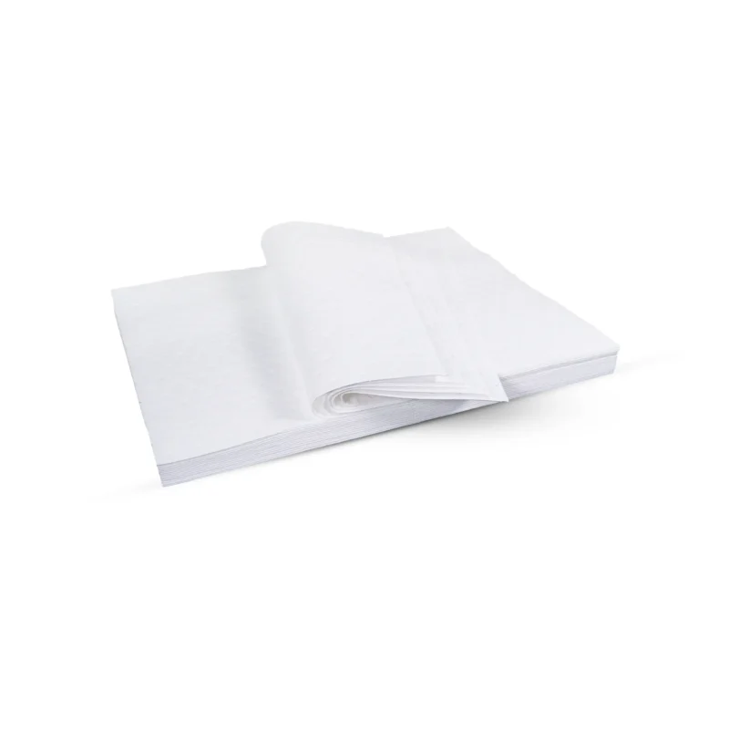 stack of oila and fuel haz pads with a few sheets folded over on a white background