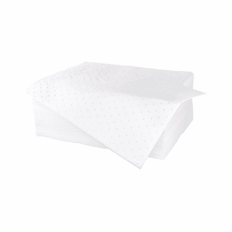 stack of white absorbent pads with one sheet hanging from pile
