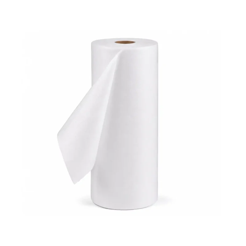 Vertical presentation of 1 roll of Multipurpose Wipes Roll. Wipe coming off the roll