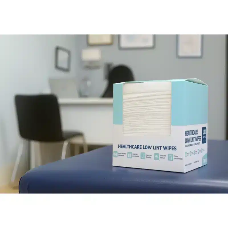 Healthcare low lint wipes on a bench