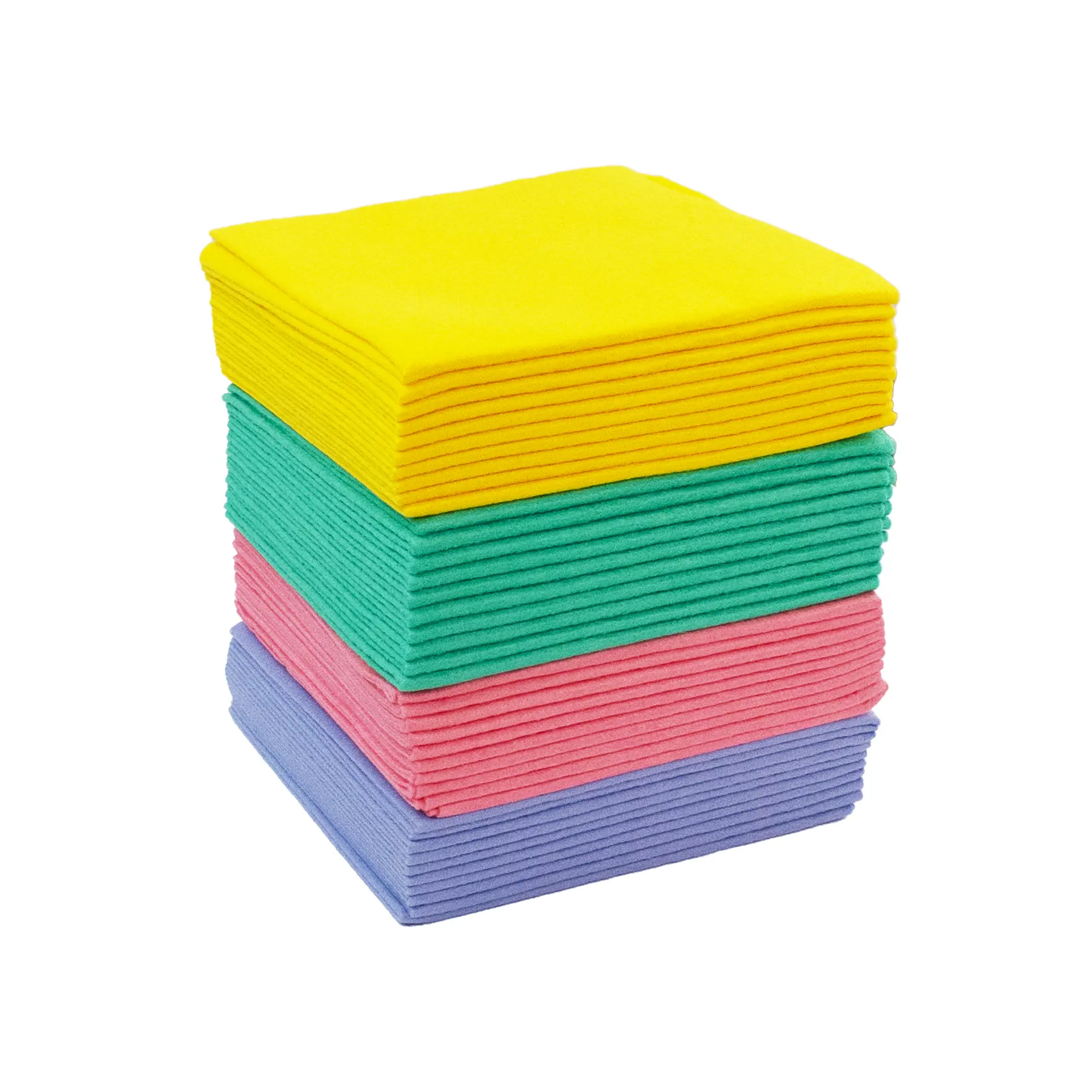 pile of absorbent viscose cloths on a white background