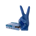 Bastion Soft Nitrile Gloves box with hand wearing glove