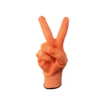 TIDDOX-High-Viz-Cut Resistant Gloves on a white background holding the peace sign