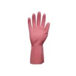 Bastion silverlined rubber gloves pink on hand