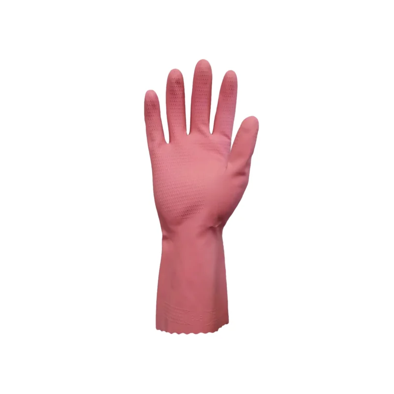 Bastion silverlined rubber gloves pink on hand